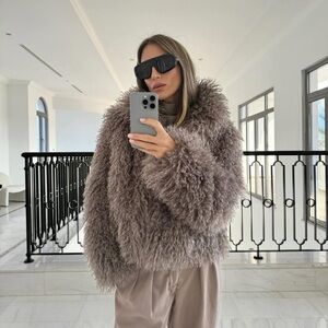 SABLYN Shae relaxed faux fur coat in eco gravel
